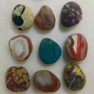 Yichang Yuhua Stone Natural Polished Agate Pebble - Colorful Rain Flower Stone Tumbled Gemstone #260110